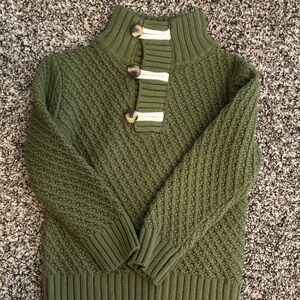 Cozy Olive Green Turtleneck Sweater with Button Accents